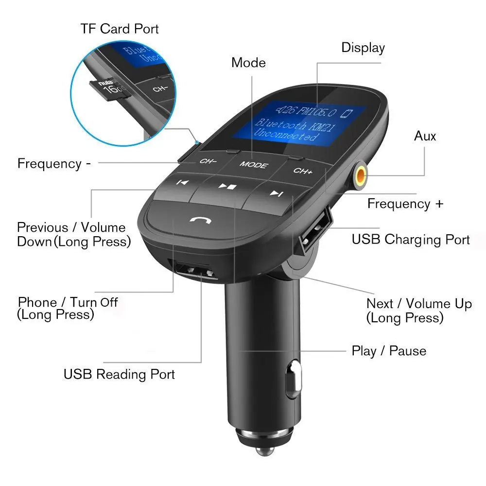 Nulaxy FM передатчик Bluetooth модулятор громкой связи гарнитура для Автомобильный MP3