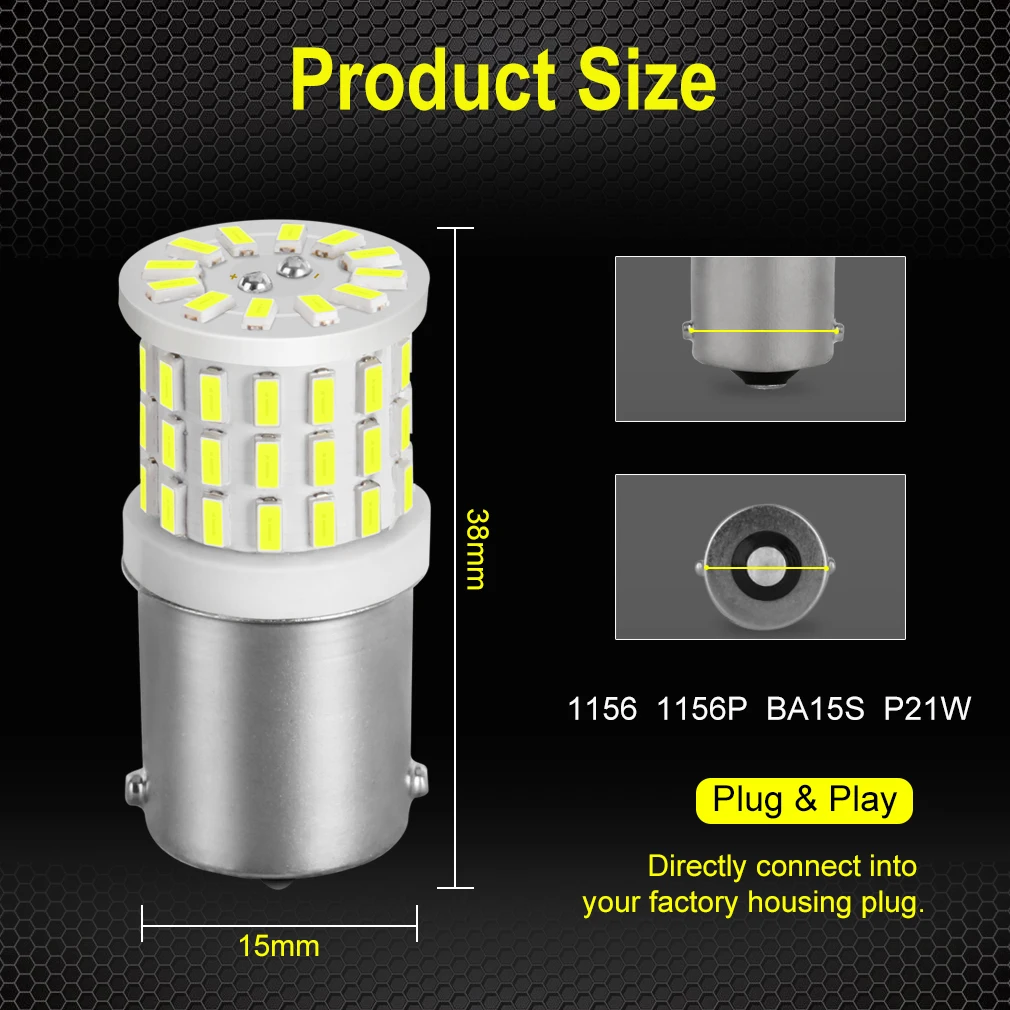 Super Bright 1156 P21W LED BA15S 1157 P21/5W BAY15D LED Car Lights Reserve Lamps Auto Brake Bulb car Signal light 12V White