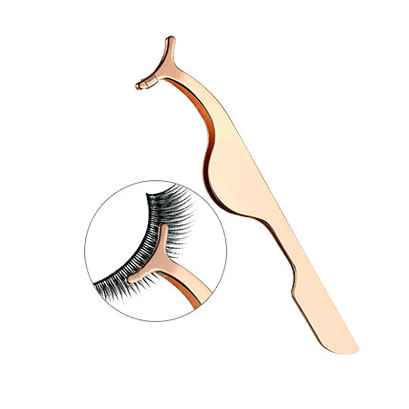 

1PCS Rose Golden False Eyelash Fake Eye Lash Tweezers Applicator Clip Makeup Tool Make Up Eyelashes Tweezer Lash Curler#