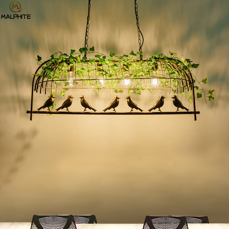 

Vintage Retro Industrial Birdcage chandelier Lights Rust Iron Art Hanging hanglamp Lighting fixtures cafe lustres e pendentes