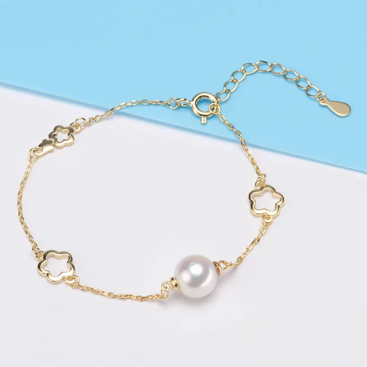

8-9mm Small Natural Pearl Bracelets For Women Elegant High Luster Round Freshwater Pearl Jewelry Silver S925 Bracelet