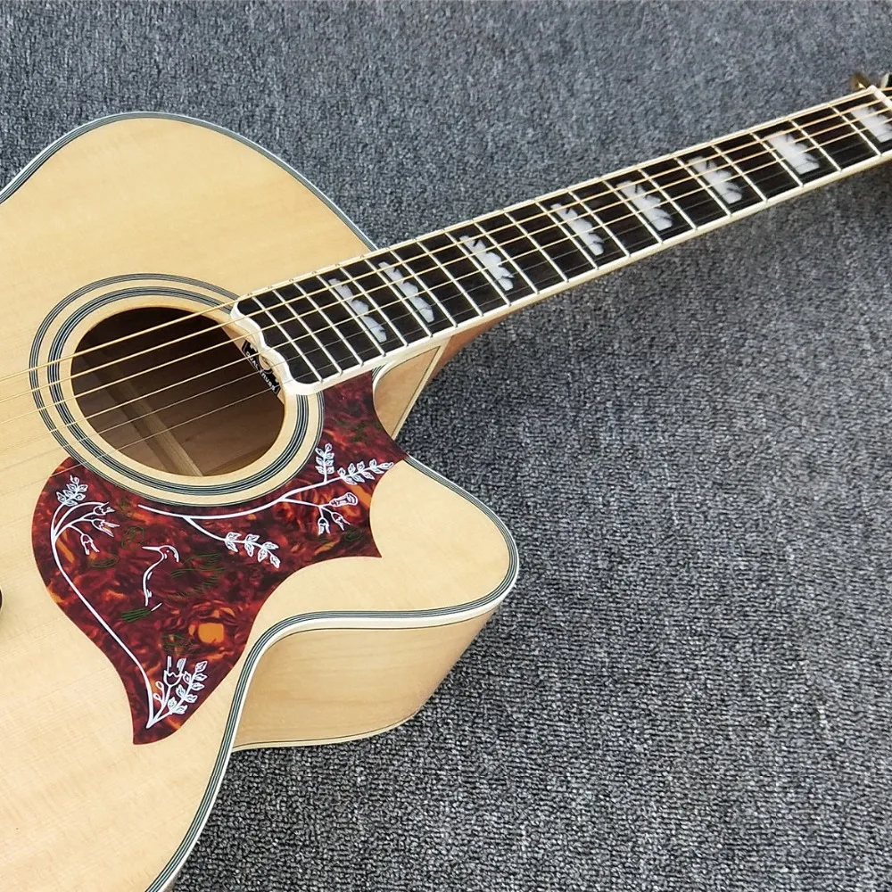 Chibson 43 inch J acoustic guitar,AAA Solid spruce top Maple back and sides Jumbo Guitar Fishman