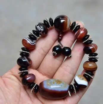 

Madagascar natural decorative pattern silk agate energy healing hand bracelet