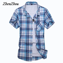 Camisa a cuadros para hombre de manga larga ajustada Fit blanco M-5XL 100% de algodón camisas de vestir para hombre ropa Social Vintage verano Casual camisas para hombres