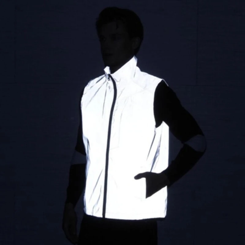 

Reflective Men Sleeveless Jacket Hooded Waistcoat Nightclub Gilet Vest Men Silver Hip Hop Chalecos Para Hombre Punk Rock Clothes