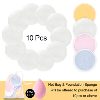 

4/8/10pcs Washable Cotton Pads Microfiber Makeup Remover Reusable Face Wipes Cleansing Make-Up Face & Skin Care With Laundry Bag
