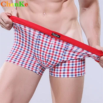 

ChenKe High Quality Men's Cotton Lattice Printing Middle Waist Underwear Fashion Design Men's Comfortable Panties Boxer Shorts