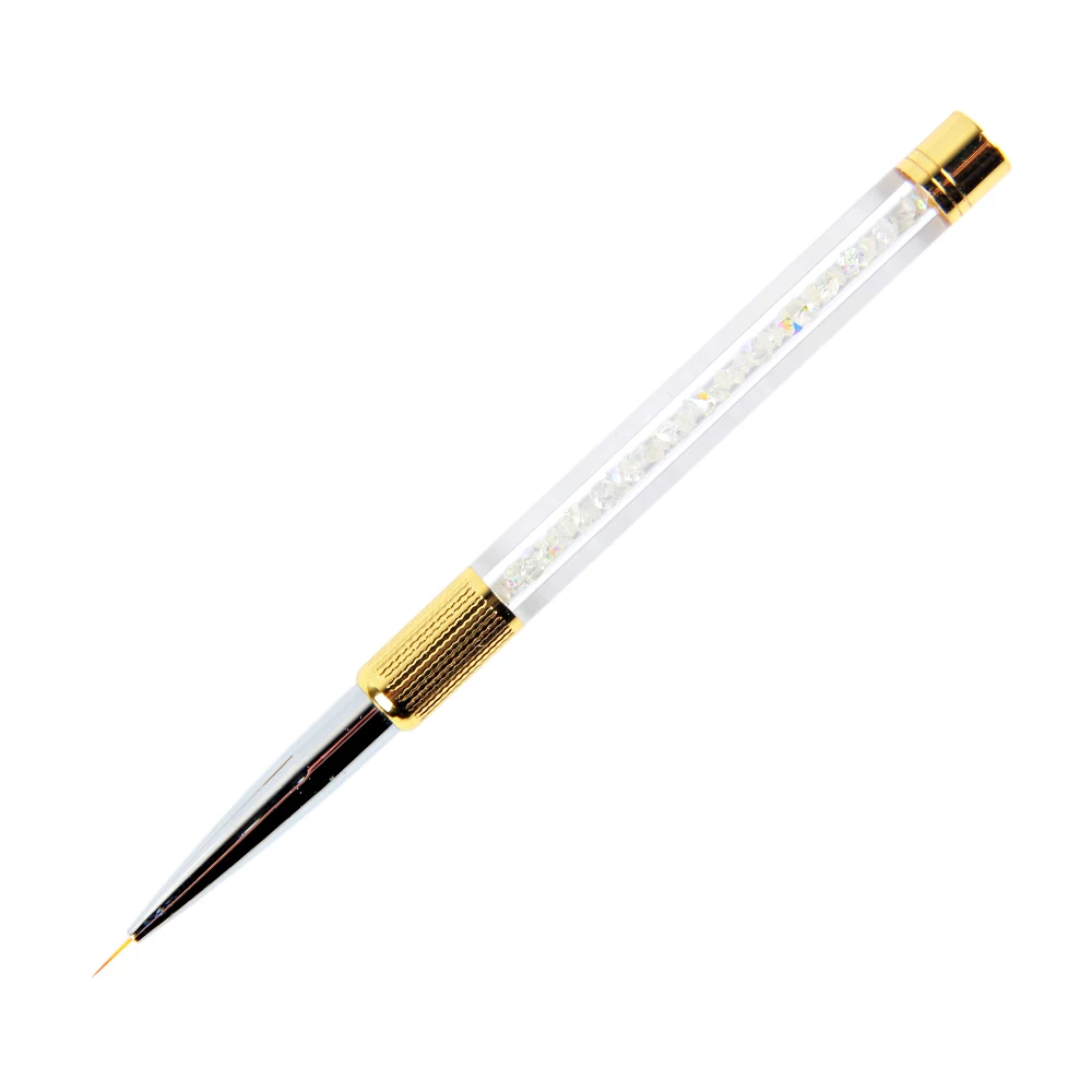 Angnya дизайн ногтей, ручка с кисточкой горный хрусталь металлическая кисть Резьба порошок гель тонкая кисточка для лака с кистью 7/9 мм нейл-арта кисточки - Цвет: 7mm