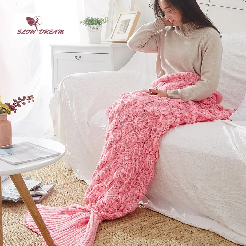 Buy Slowdream Pink Mermaid Throw Blanket Handmade