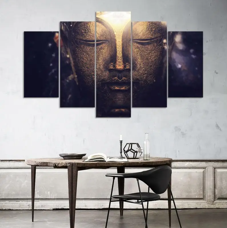 Large 5pcs Modern colorful Buddha canvas prints painting Zen canvas art