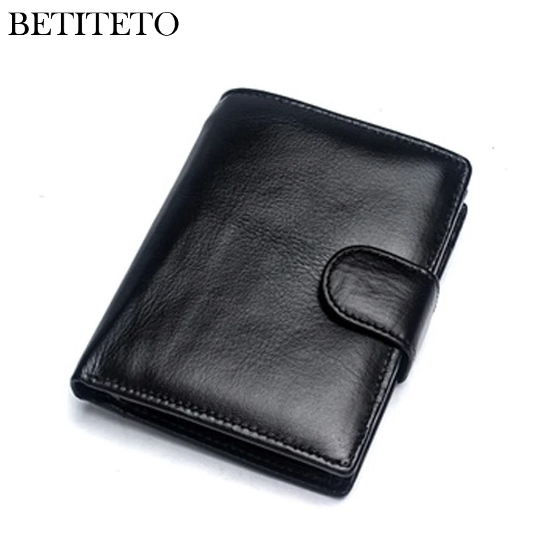 Betiteto брендовый мужской кошелек из натуральной кожи, мужской кошелек для монет, умный маленький кошелек Carteras GG cashelek Portomonee, сумка для денег Partmone Cuzdan - Цвет: Черный