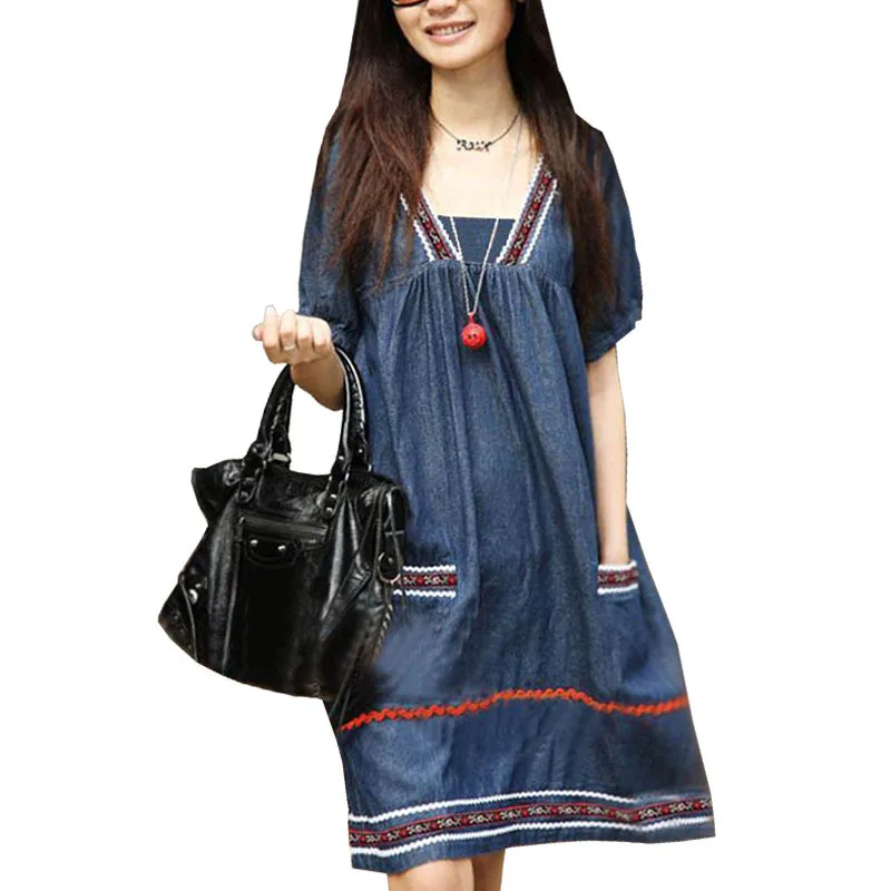 

Plus Size Denim Maternity Dress Clothes For Pregnant Women Dresses For Pregnancy Summer Clothing Fashion Gravida Ropa Maternal