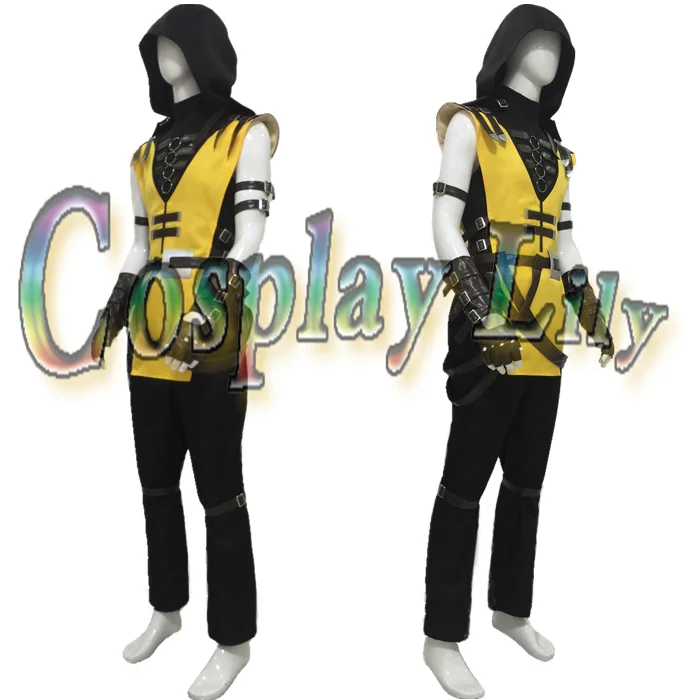 Mortal Kombat Scorpion Hanzo Hasashi Cosplay Costume outfit Game Adult Costume