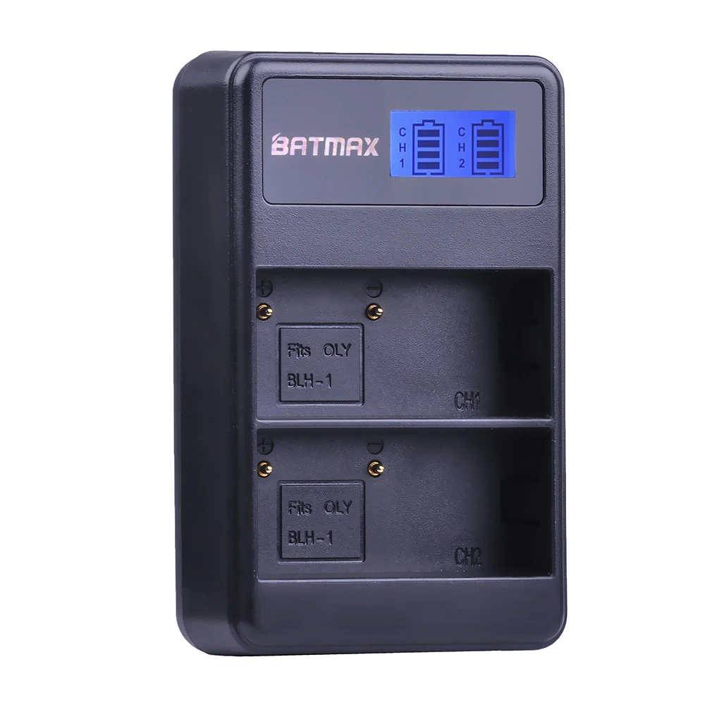 Batmax 1Pc Display Lcd Doppio Caricatore Usb Per Batteria Olympus Blh-1 Blh1 Em1 Mark Ii Em1-2 Em1 Mark 2