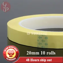10 рулонов(20 мм* 66 м* 0,06 мм) Изолированная майларовая пленка высокотемпературная стойкая, огнестойкая для трансформатора обмотка на катушке желтая