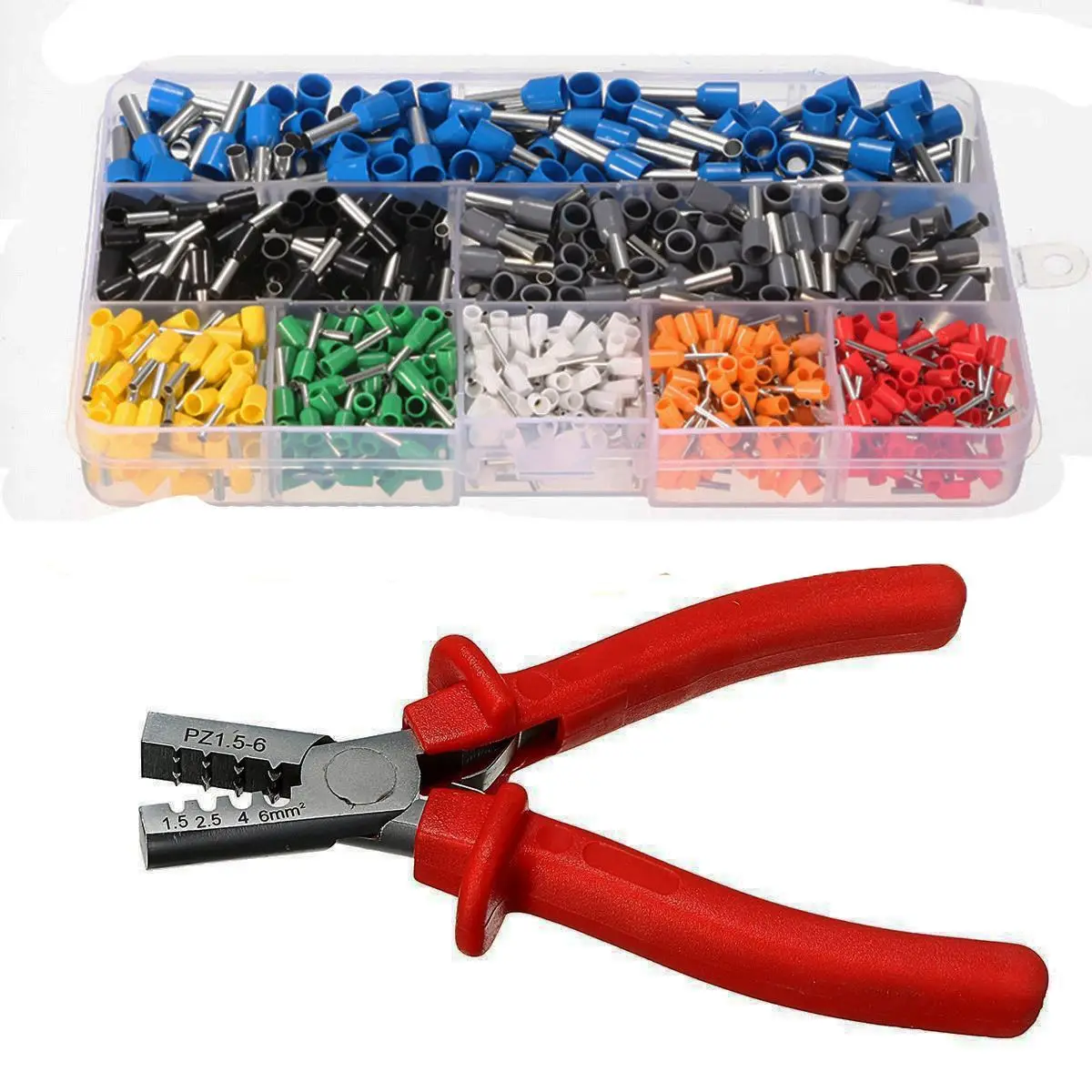 

Excellway EC02 800Pcs Insulated Wire Connector Cord Pin End Terminal With Crimper Plier