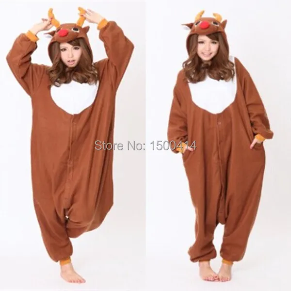 Spread holiday cheer with the CosAnimal Reindeer Kigurumi Animal Costume!