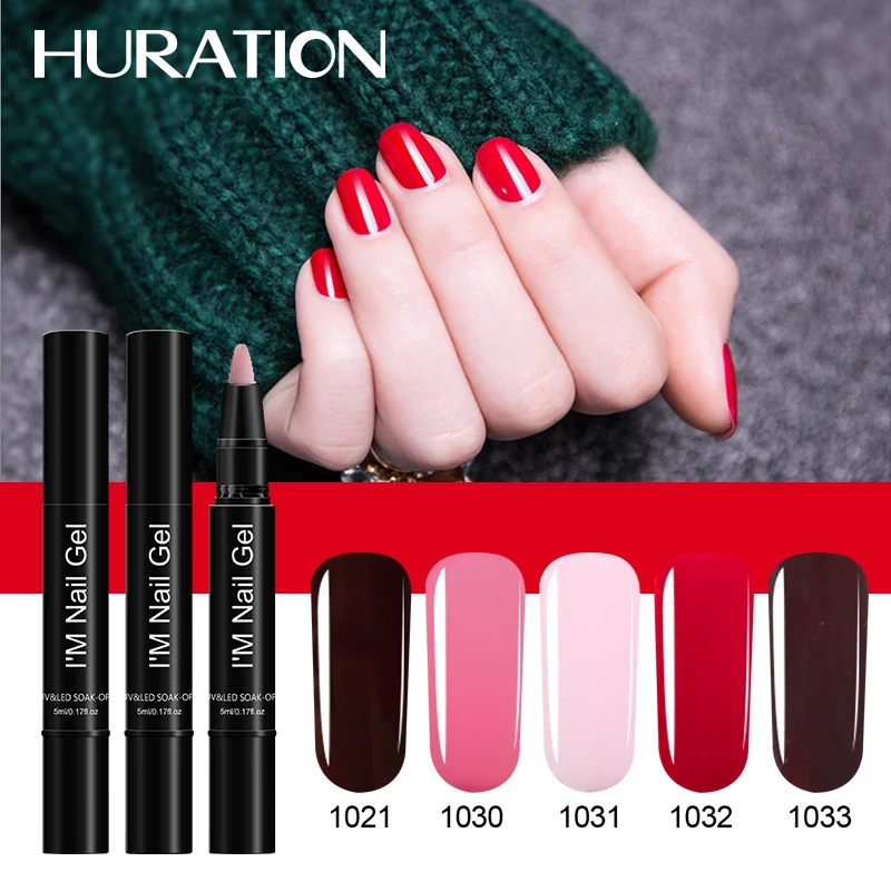 

Huration New Nail Pen 35 Colors Soak Off Enamel Manicure Gel Polish LED UV Gel Varnish Pen 5ML Color Gel Nail Polish Art Design
