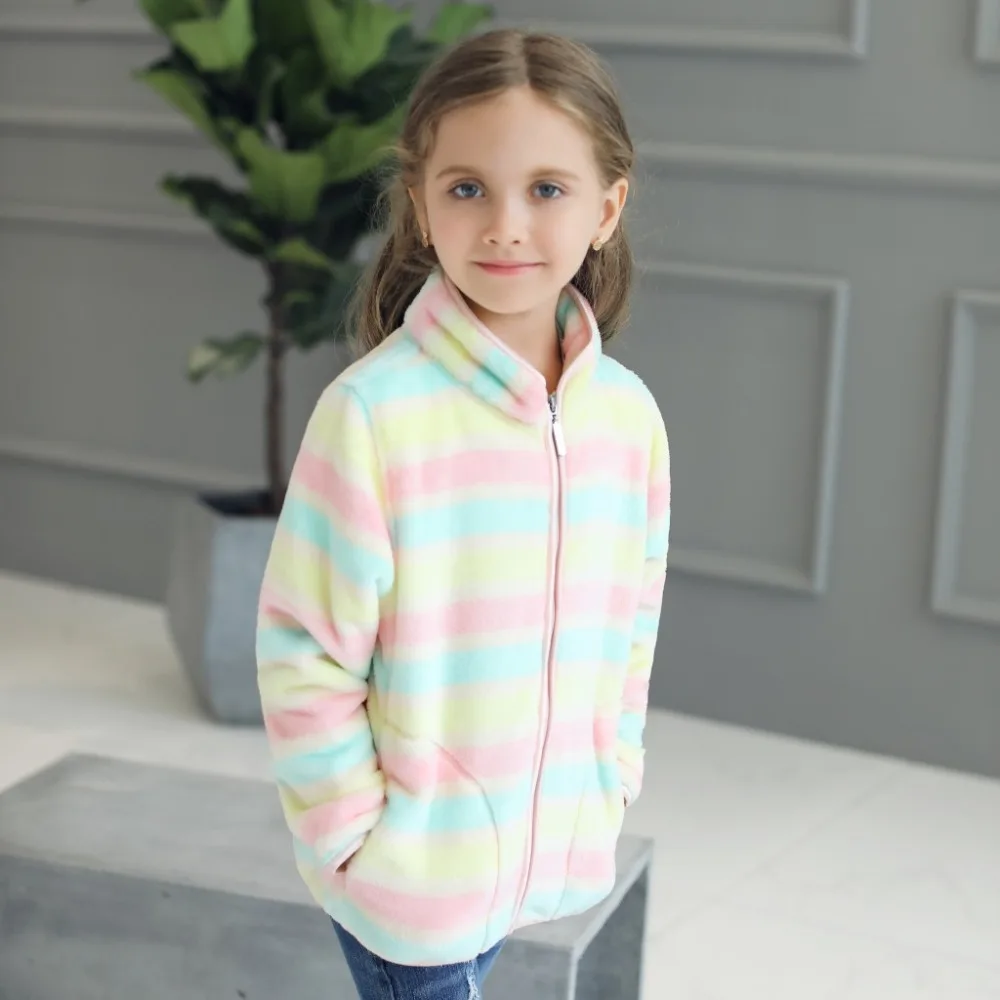 New 2018 spring autumn children kids jackets baby girls striped polar