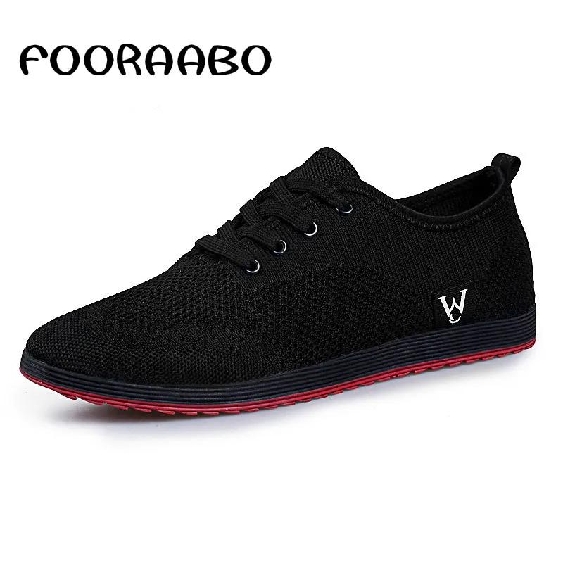 

Fooraabo Top Brands Footwear Design Breathable Casual Shoes Men 2017 Summer Shoes With Light High Quality Red Black Mens Shoes