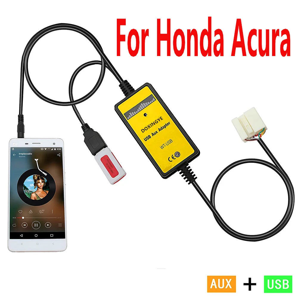 3.5MM AUX USB Cable Music Adapter For Honda CRV Accord Honda Civic Jazz