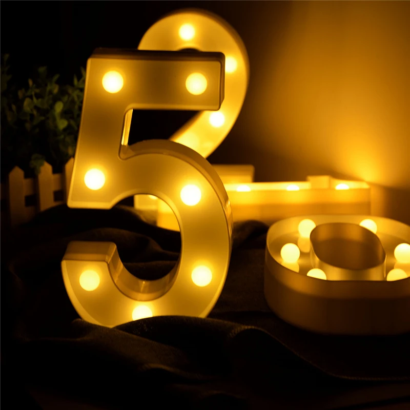 

CHICLITS LED 0-9 Number Light Creative 26 English Alphabet Lamp Wedding Party Decoration Christmas Lights For Birthday Party