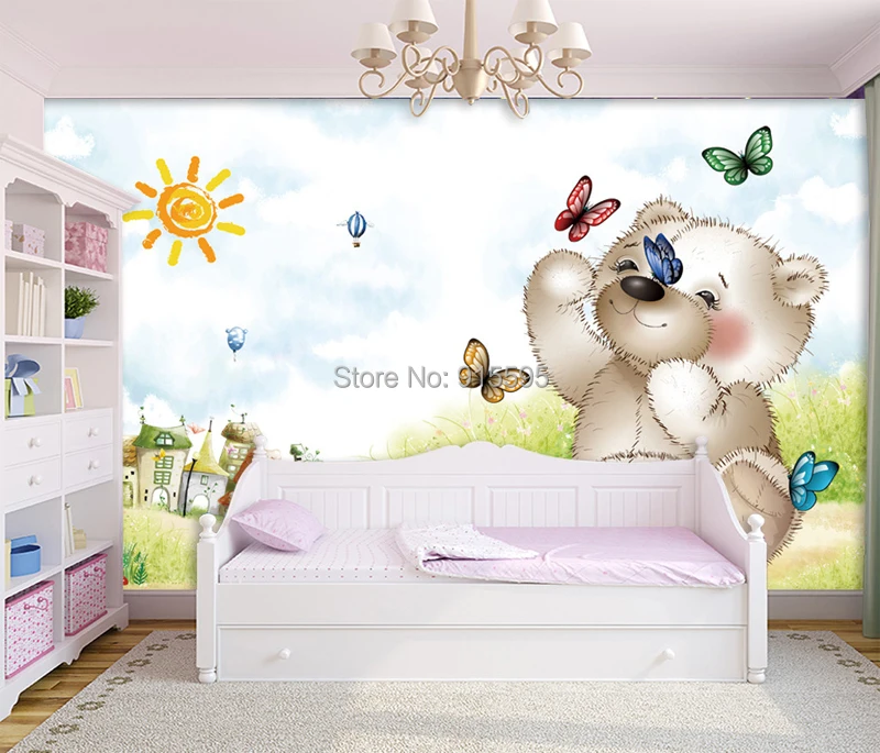 На заказ Настенные обои Papel De Parede 3D мультфильм озорной медведь детская комната спальня нетканые печатные обои фрески 3D