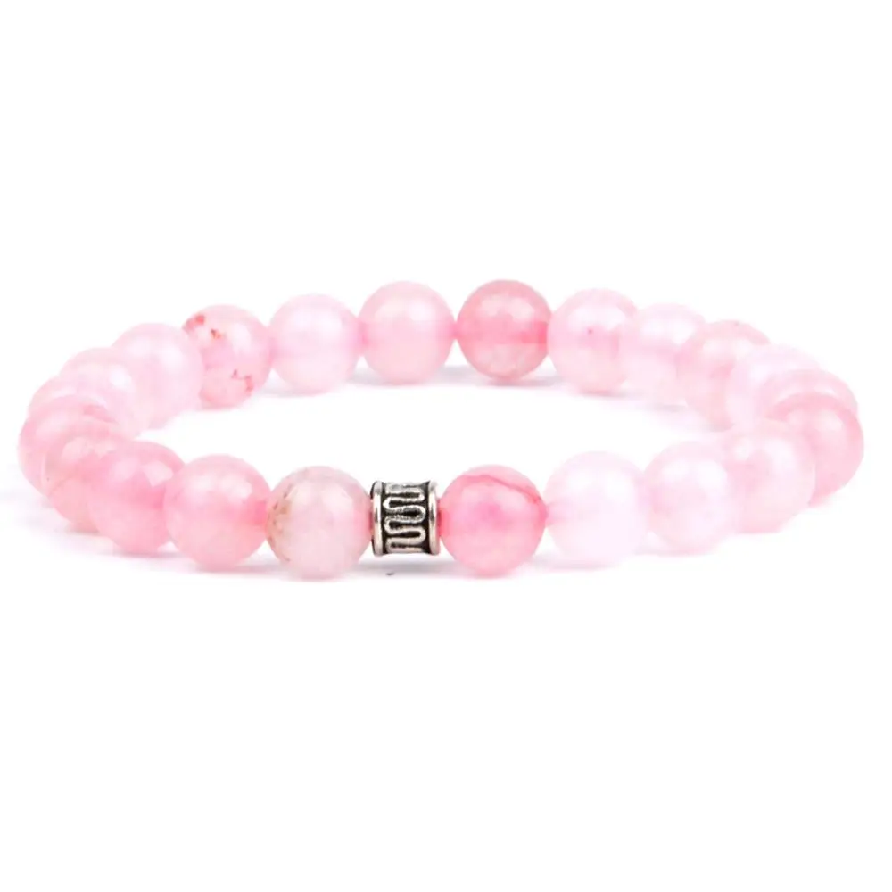 rose quartz Классический Браслеты для Для женщин Натуральный Камень Амазонит бисером браслет энергии Будда браслет Для мужчин браслет ювелирные изделия подарок ко Дню Отца - Окраска металла: rose quartz