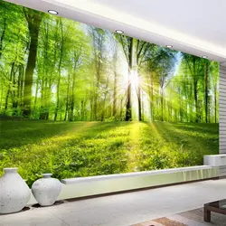 Beibehang тихий лесной пейзаж лес Trail солнце через Вудс стены Пользовательские Большая фреска зеленый обои papel де parede