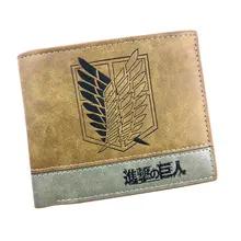 Anime ataque em titã carteiras casual bolsa de couro dos desenhos animados em relevo logotipo titular do cartão para adolescente dólar preço carteira