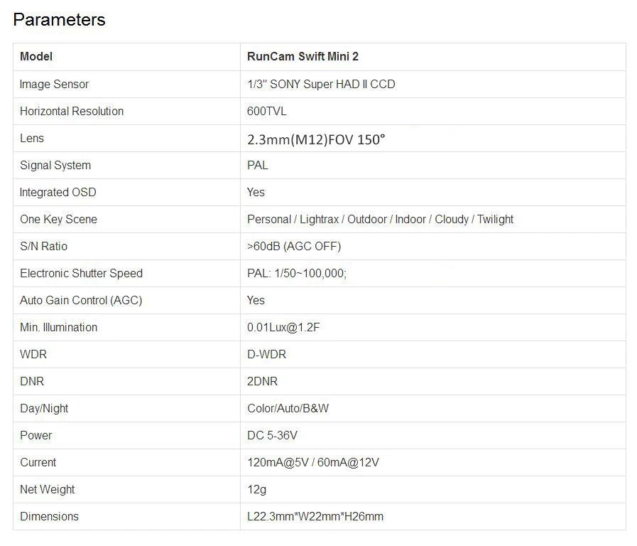 RunCam Swift Mini 2 600TVL камера интегрированная OSD PAL с 2,1 мм/2,3 мм объективом База держатель для RC Гонки FPV Дрон Квадрокоптер
