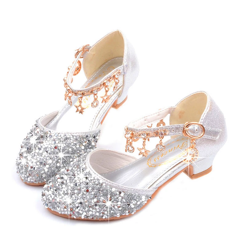 

Comfortable Healthy Design Summer Crystal Girls Sandals Children high heel Shoes With Bows For Kid Sandals High-heeled Shoes