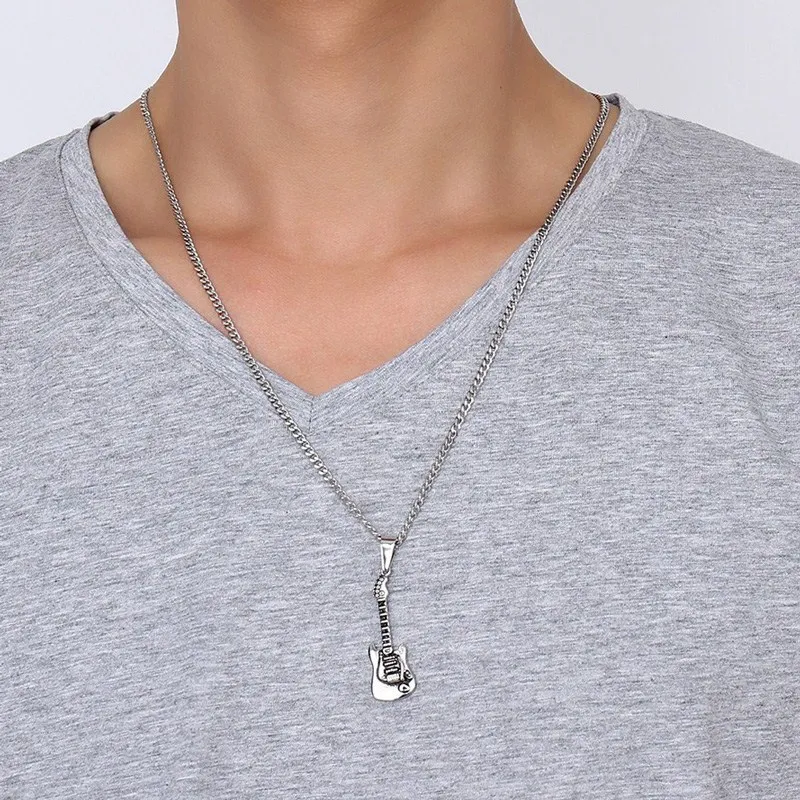 Vnox в стиле панк рок Гитары Цепочки и ожерелья Для мужчин Jewelry Нержавеющая сталь