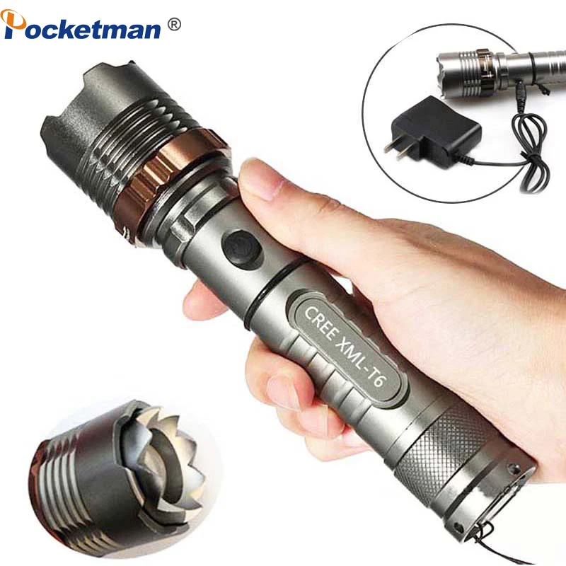 

8000lm XM-L T6 LED Flashlight Torch Rechargeable Lantern Hunting FlashLight for 18650/AAA battery direct charge