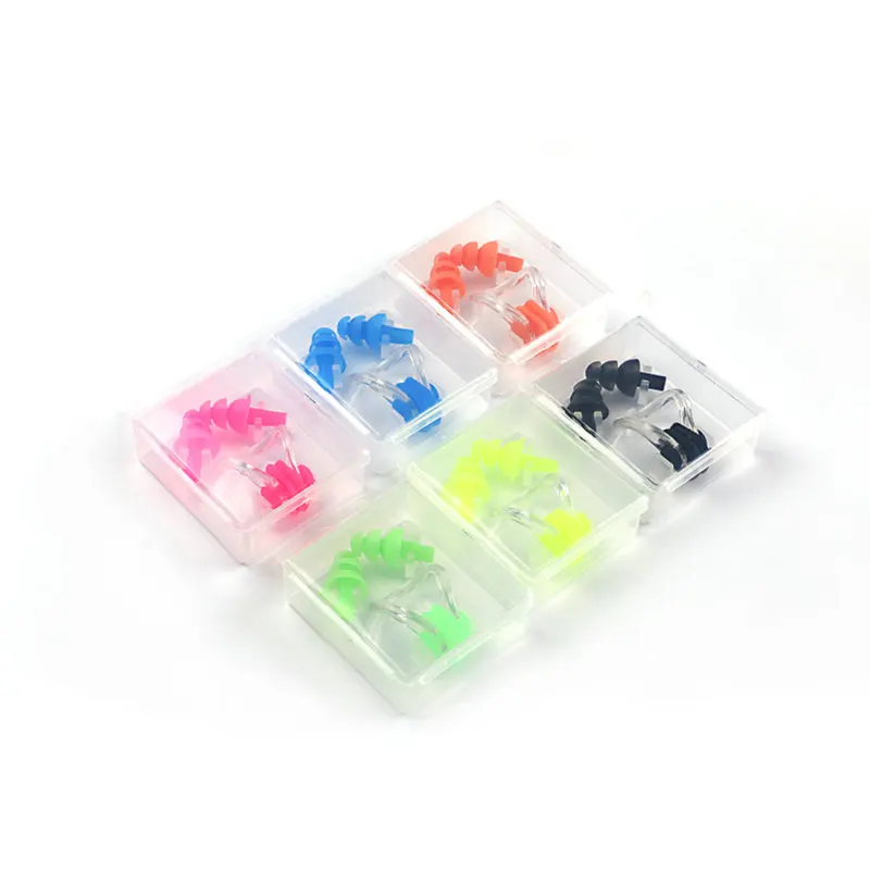 A Lot 12 Sets Soft Silicone Swimming Ear Plugs Nose Clip Water Sports Ttravel Earplugs Noise Reduction With Box Swim Accessories