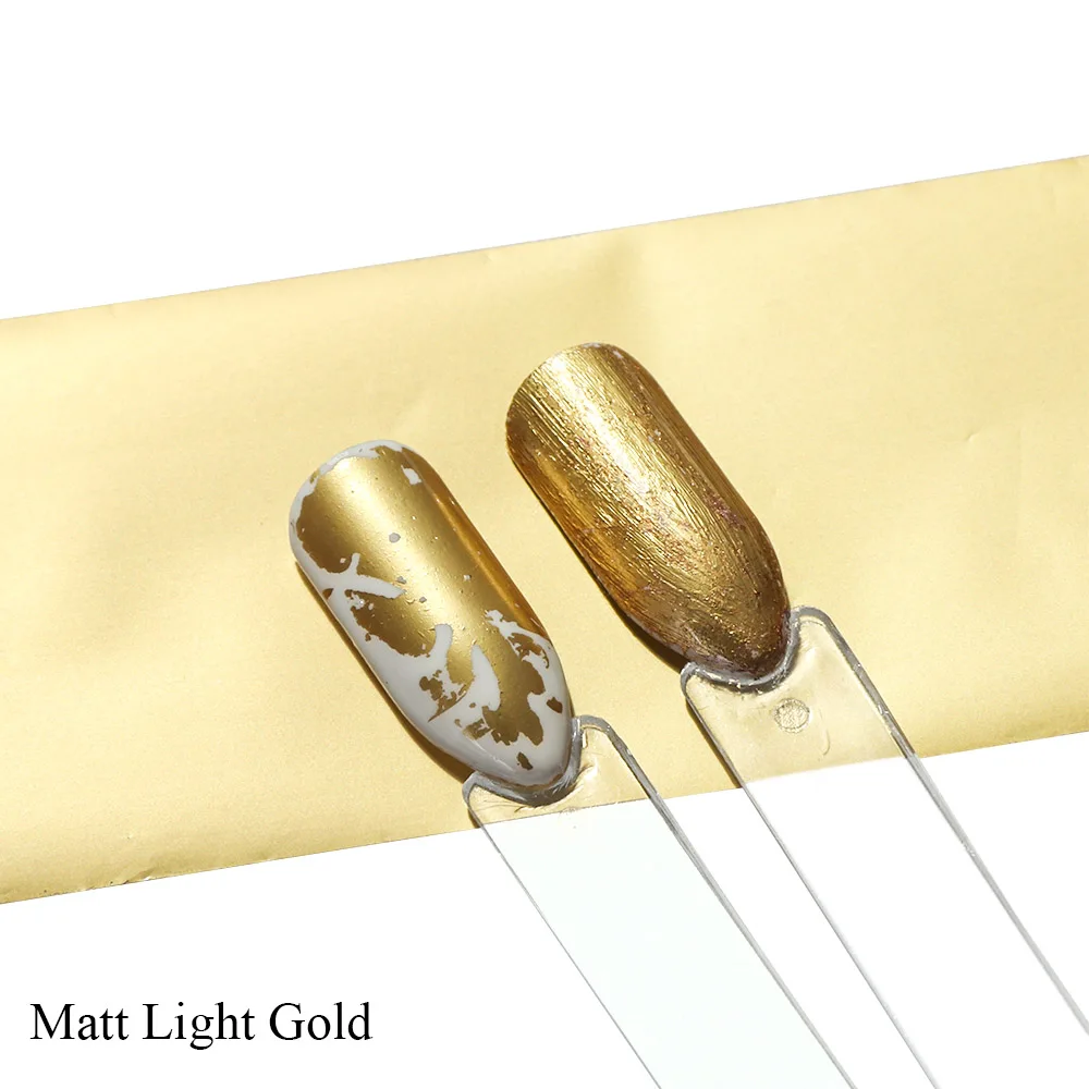 Голографическая фольга для ногтей Сапфировая переводная наклейка матовая Золотая Серебряная Звездная наклейка слайдер Маникюр украшения для ногтей JIA08-1 - Цвет: Matt Light Gold