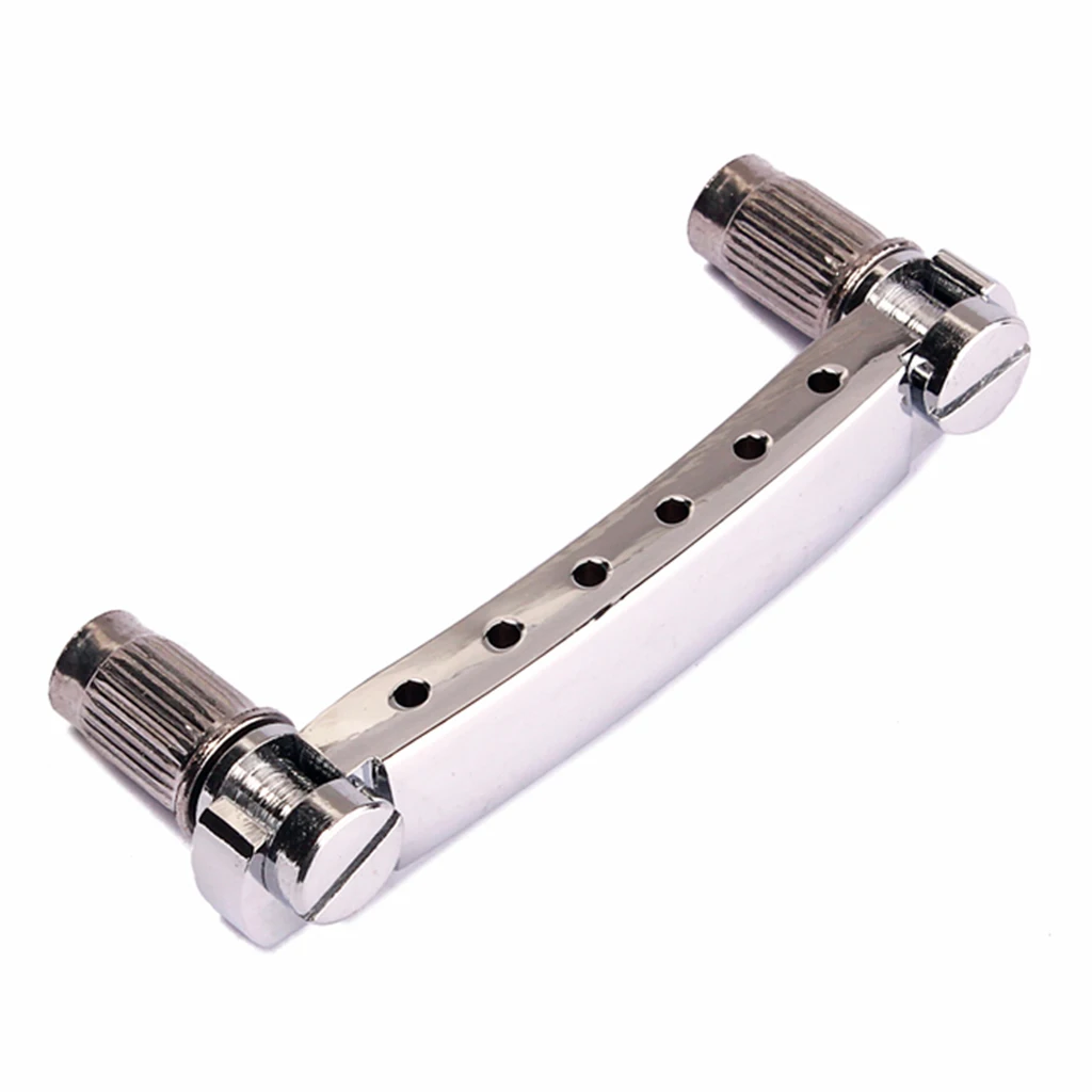 Set Chrome Roller Saddle Bridge with 2 Matching Studs & Lock Tail Piece Tailpiece  for Les Paul SG Guitar Parts