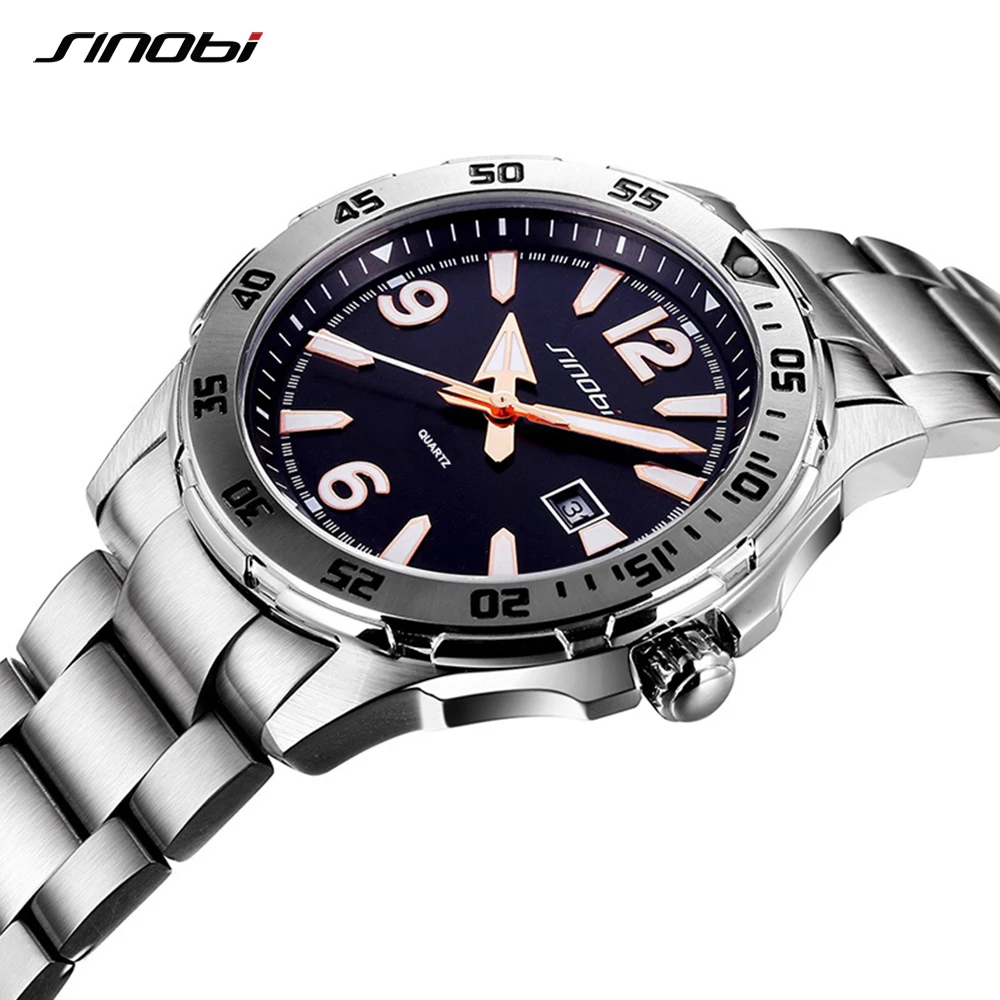 

Relogio Masculino 2017 Luxury Brand Sinobi Men Watches Luminous Hands Full Steel waterproof Quartz Wrist Watch Men Sport Watches