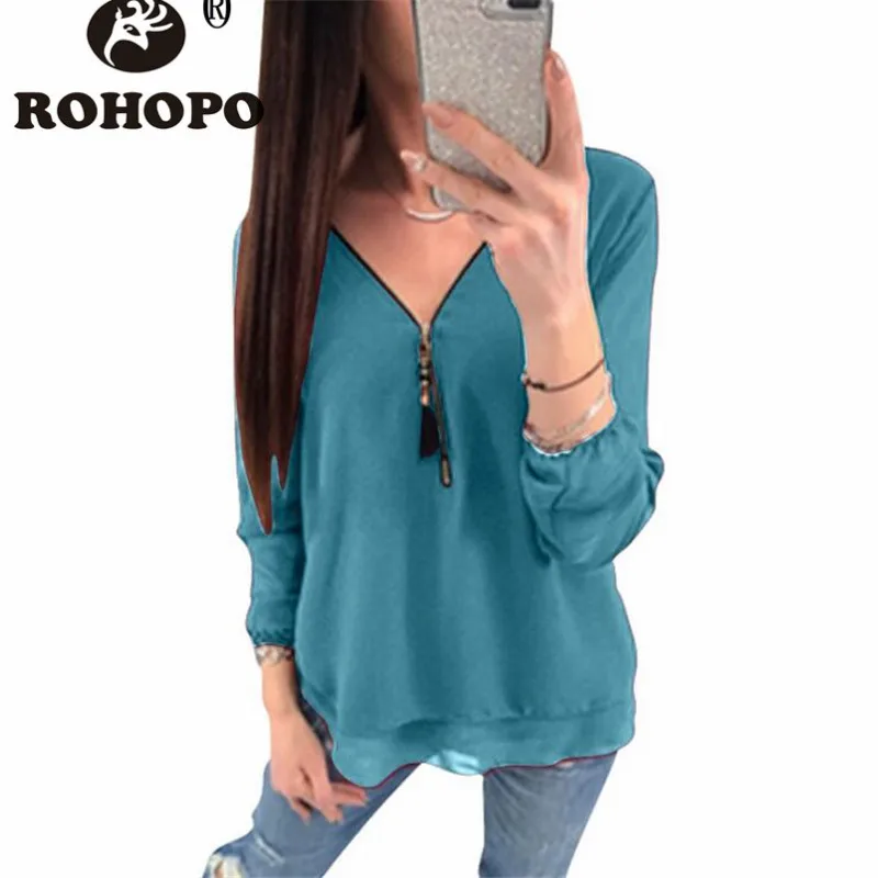

Long Sleeve Chiffon Blouse 2019 V-neck Summer Zipper Casual Shirt Big Size 3XL 4XL 5XL Pullover Loose Breathable Fashion Blouse