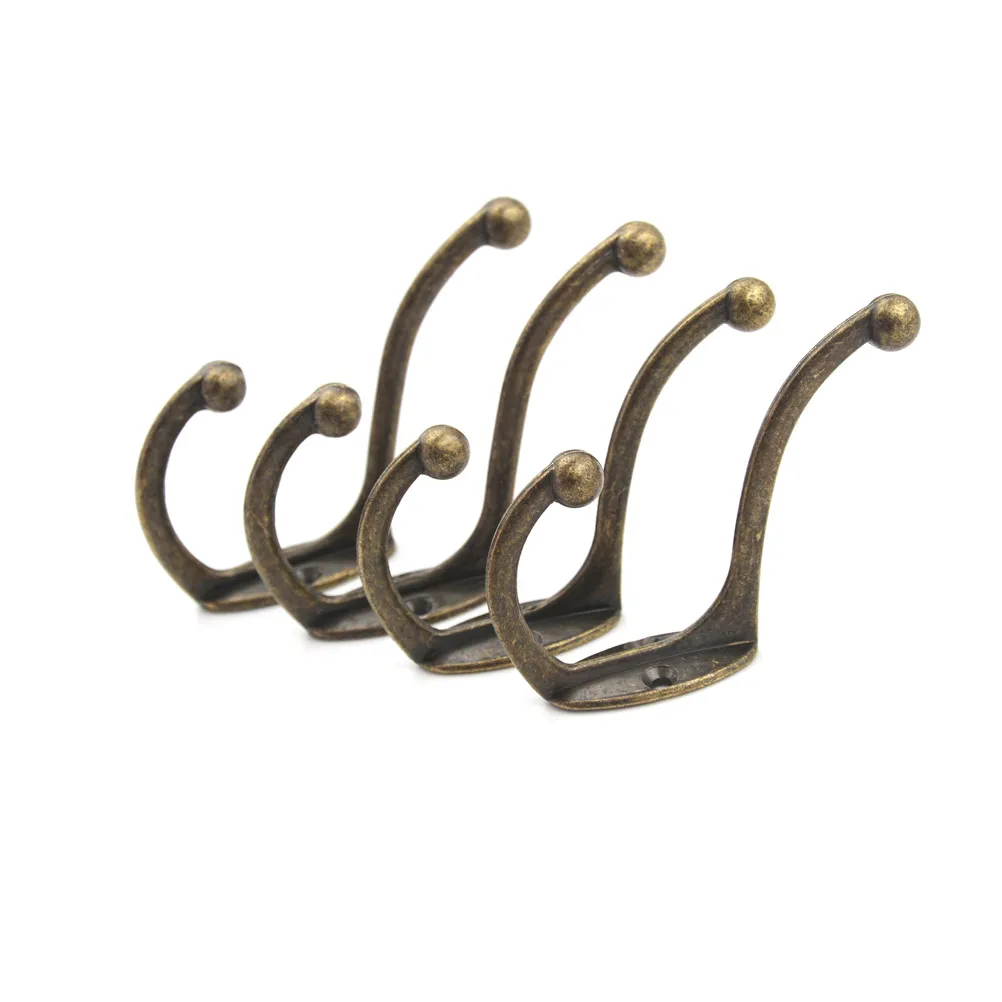 2PCS 2 Size Cloth Hook Hanger Metal Wall Hanging Hook Vintage Bronze Hook Rustic Key Coat Bag Hat Hanger Rustic Robe Hook Tool