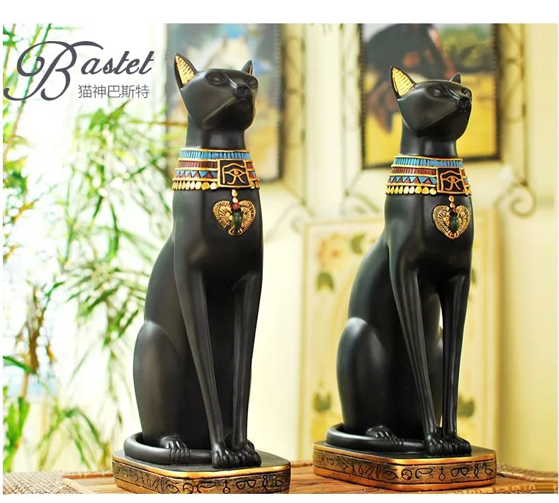 cenicero Decorativo Vintage para Cigarrillos Estatua de Gato Negro Egipcio para Oficina en casa Fdit Cenicero Artesanal de Resina 
