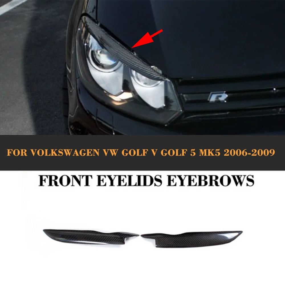Carbon Fiber Front Headlight Eyelid Covers Trim Eyebrows for Volkswagen