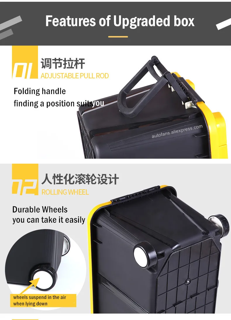 Cheap Autofans 75L Plastic Auto Trunk Storage Box Independent Cabinet Boot Organizer Wheel Car Trunk Container Boot Trolley Box S11 32
