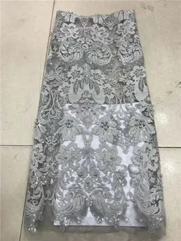 

2018 New Purple African 3D Flower Pattern Lace Fabric With Plenty Stones Lovely Flower French Tulle Lace For Woman Party