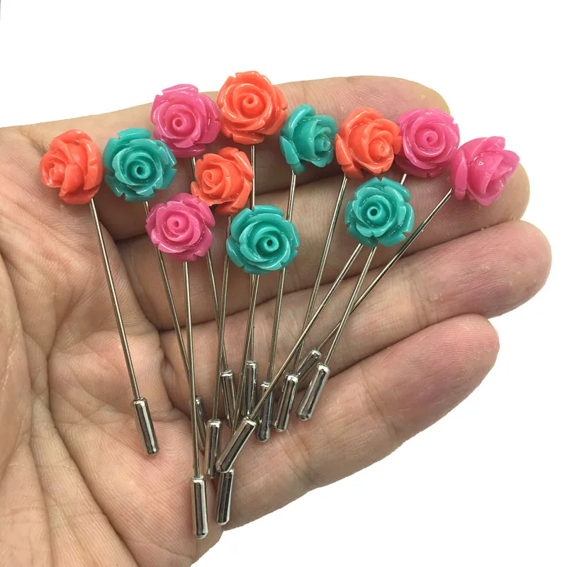 

12pcs/box New Resin Flower Scarf Pins Muslim Brooch Hijab Pin