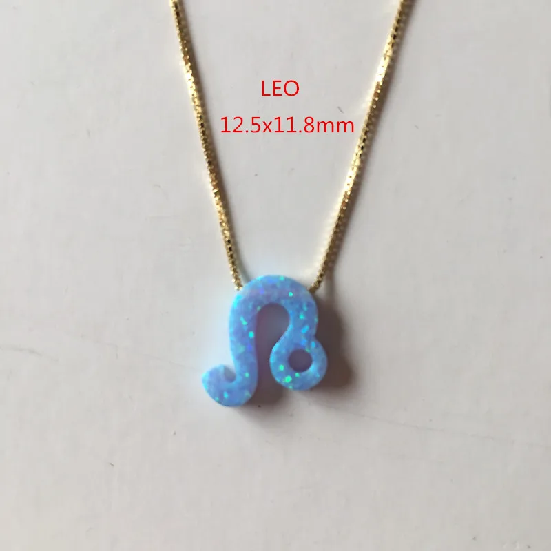925 стерлингового серебра цепи Мода chockers Цепочки и ожерелья химическое Синий огонь опал 12 знаков зодиака Подвески Ожерелья для мужчин для Для женщин - Окраска металла: LEO