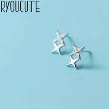RYOUCUTE Настоящее серебро 925 проба крест маленькие серьги для женщин Свадебные украшения корейские Серги из чистого серебра Pendientes Bijoux
