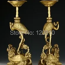 ПАРА ВОСТОЧНЫЙ КИТАЙСКИЙ РЕЗНЫЕ МЕДЬ ПОДСВЕЧНИК СТАТУИ КРАНА