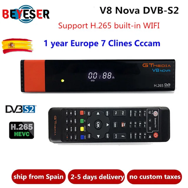 Satellite TV Receiver Gtmedia V8 Nova Power by freesat V8 Super Receptor built-in WIFI DVB-S2 H.265 1 Year Europe cline TV Box