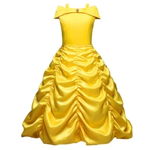 Платье Королевы для девочек на Хэллоуин, желтое нарядное платье для маленьких детей, карнавальный костюм красавицы и чудовища, костюмы принцессы Белль вечерние праздничное платье
